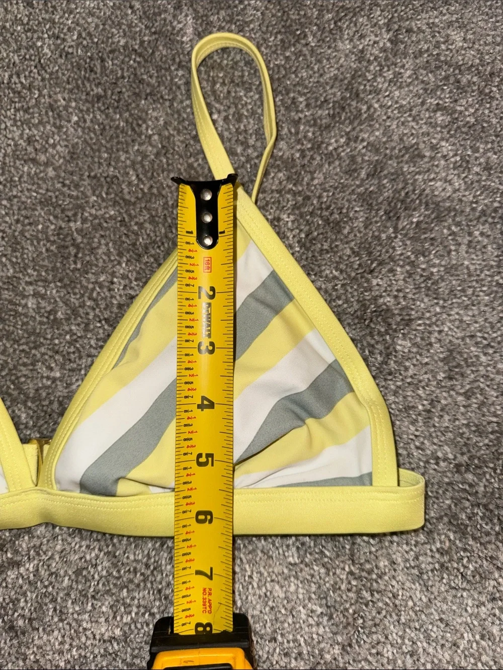 Yellow Striped Triangle Bikini Top